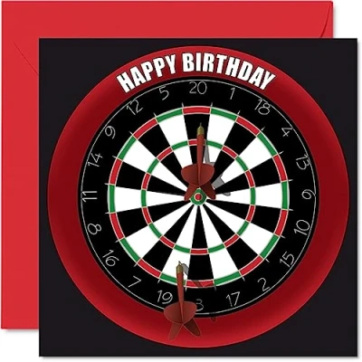 Imagen de Divertidas tarjetas de cumpleaños 39 para hombres y mujeres, tablero dardos, tarjeta feliz papá, mamá, hijo, hija, hermano, hermana, tío, tía, primo, 145 mm x mm, dardos