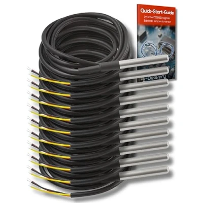 Imagen de AZDelivery 10 x 1m Cable DS18B20 Sensor de Temperatura Digital Acero Inoxidable Resistente al Agua Compatible con Arduino y Raspberry Pi E Book Incluido!