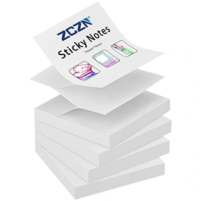 Imagen de ZCZN notas adhesivas (76 x 76 mm, 4 blocs de autoadhesivas, 100 hojas), color blanco