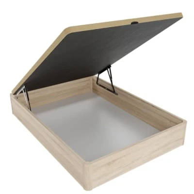 Imagen de Homey Canapé Abatible Súper Reforzado Gran Capacidad con Tapa Transpirable, Esquinas Redondeadas, Madera, Cambria, 135 x 190