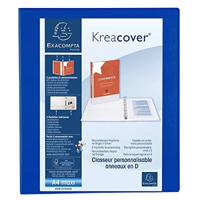 Imagen de Exacompta 51842BE Kreacover Carpeta de anillas (polipropileno, 4 30 mm, espalda 38 DIN A4+, 1 unidad), color azul