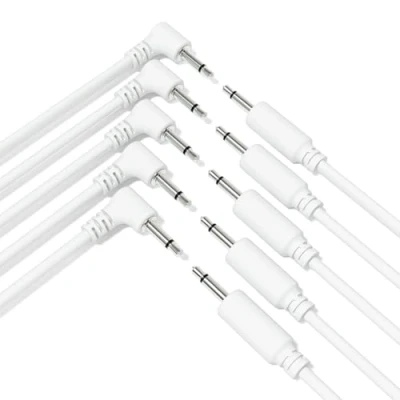 Imagen de ExcelValley 5 Pack Cables de Conexión Mono Modulares Híbridos TS 3,5mm 1/8&quot; Eurorack Sintetizador [Blanco 180cm 71&quot;]