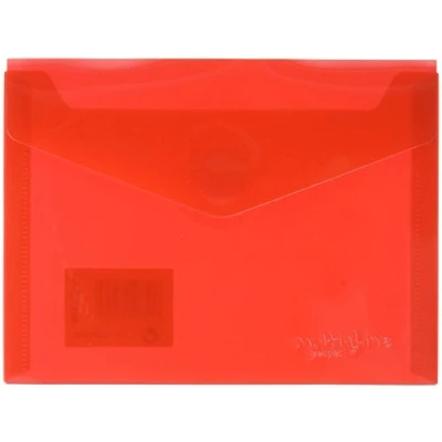 Imagen de Grafoplas Pack 5 Sobres Plastico A6, Cierre Velcro, Rojo, Multiline, 16x12cm, Polipropileno Cristal Rayado Traslúcido, Perfecto para Pequeños Documentos