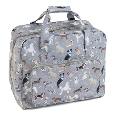 Imagen de Hobby Gift Bolsa para máquina de Coser Exclusiva, Transporte Acolchada PVC, Almacenamiento Accesorios adicionales, 20 x 43 37 cm, Perros Grises