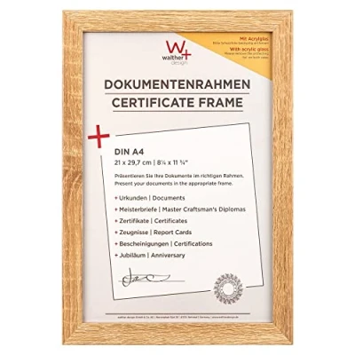 Imagen de walther design EFX130E Marco de madera Fiorito Cristal artístico, 21x29,7 cm, roble claro