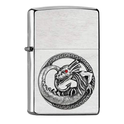 Imagen de ZIPPO Mechero de tormenta, diseño dragón con Emblema Cristal Swarovski, Recargable, en Caja Regalo