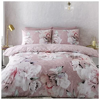 Imagen de GC GAVENO CAVAILIA Blossom Funda de edredón tamaño King, 3 Piezas, Fundas Lavables, Juego Ropa Cama geométrica Reversible, Rosa Rubor