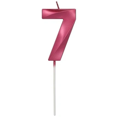 Imagen de Folat 24247 Cake Candle Glamour Number/Number 7 Pink Metallic Birthday Candles for Birthday, Decoration, Children Parties, Weddings, Company Anniversaries, cm
