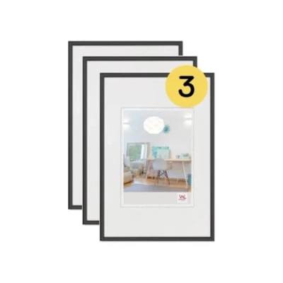 Imagen de walther design KV824B3 Nuevo marco de fotos plástico Lifestyle 18x24 cm, negro, paquete 3