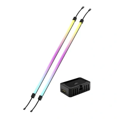 Imagen de CORSAIR iCUE Link LS350 Aurora RGB Kit de Tiras Luminosas 350mm 2X LED Magnéticas Difusas Adaptador y Cable ARGB a 3 Clavijas Incluidos