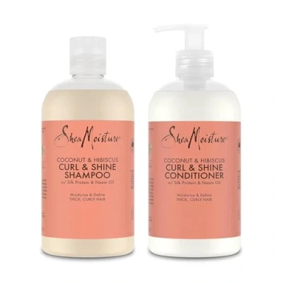 Imagen de SheaMoisture Champú y Acondicionador para cabello grueso rizado con Coco e Hibisco pack el cuidado del 2x 384 ml 2 productos