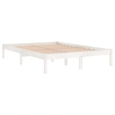 Imagen de vidaXL Estructura de Cama Dormitorio Habitación Muebles Mobiliario Cuarto Descanso Robusta Duradera Blanca Súper Rey RU 180x200 cm Madera Pino