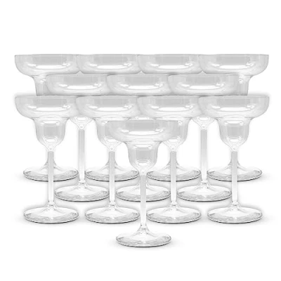 Imagen de DOJA Barcelona Vasos Plastico Margarita Transparente Pack12 Copas Duro Reutilizable Policarbonato Margaritas, Cocktail Reutilizables