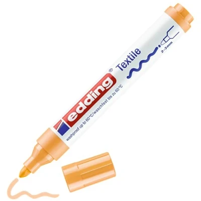 Imagen de edding 4500 marcador textil naranja claro caja de 10 punta redonda 2 3 mm rotuladores textiles permanentes para dibujar y caligrafiar sobre tejidos, resistentes a lavados hasta 60 C