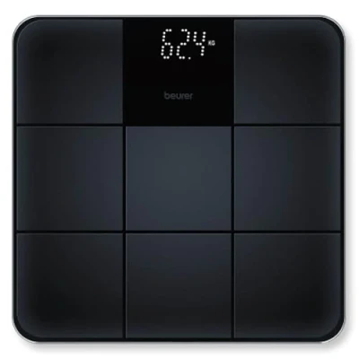 Imagen de Beurer GS 235 báscula de vidrio, personal digital con pantalla mágica, superficie antideslizante y elegante en una estructura azulejo mate, encendido apagado automático, negro