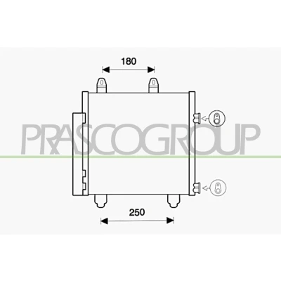 Imagen de PRASCO CI206C001 Condensador con secador 14mm 11mm Aluminio 388mm R134a