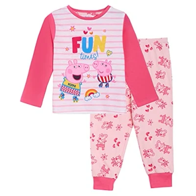 Imagen de Peppa Pig pijama para niñas, conjunto de largo algodón longitud completa, color rosa, 4 5 Years