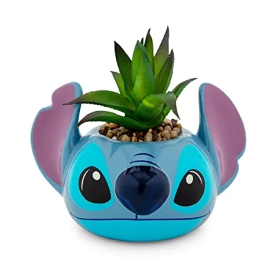 Imagen de Disney Lilo &amp; Stitch Mini maceta de cerámica 3 pulgadas con suculentas artificiales