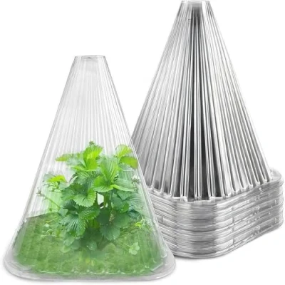 Imagen de KAHEIGN 24 Piezas Fundas de Planta Plástico, 24CM x 20CM Mini Invernadero Reutilizable Cubiertas Campanas para Protección contra el Sol, Nieve, Heladas, Caracoles, Pájaros, Gallinas (Claro)