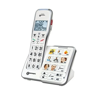 Imagen de Geemarc Amplidect 595 Photo Teléfono Fijo Amplificado con Función de Llamada Emergencia, Timbre Potente y Teclas Foto Personalizable para Personas Mayores Pérdida Auditiva Moderada o Severa