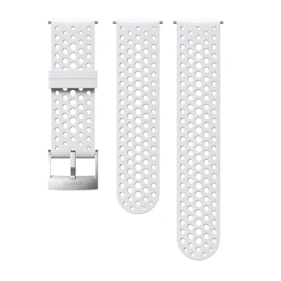 Imagen de Suunto SS050224000 Correa de sustitución original para todos los relojes Spartan Sport WRH y 9, silicona, largo: 22,9 cm, ancho: 24 mm, incluye pasadores fijación, blanco/plateado