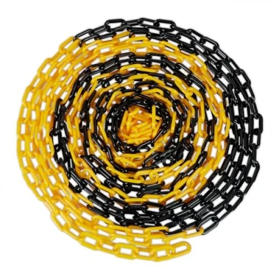 Imagen de Relaxdays Cadena de Plástico para Señalización, Barrera Obra, Valla Aparcamientos, Colas, 30 m, Negro y Amarillo