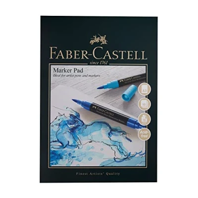 Imagen de Faber Castell Bloc de marcadores Art &amp; Graphic, A3, papel engomado sin ácidos, 70 g/m², 50 hojas para bolígrafos Pitt, marcadores, y lápices acuarela, delineadores finos, bocetos, arte,