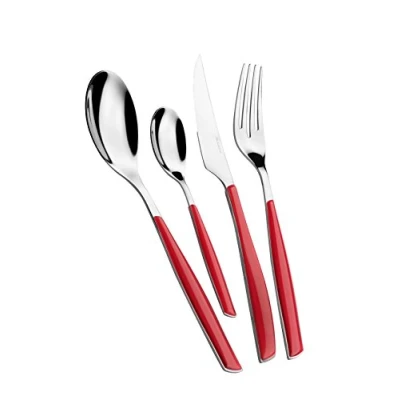 Imagen de BUGATTI Servicio DE CUBERTOS 24 Piezas Modern Glamour Acero INOXYDABLE 18/10 Rojo Red