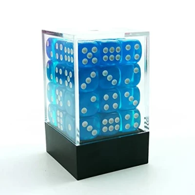 Imagen de Bescon 12mm 6 Sided Dice 36 in Brick Box, Six Die (36) Block of Dice, Translucent Lake Blue