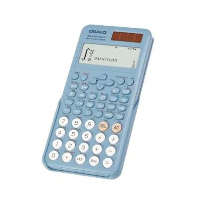 Imagen de OSALO calculadora científica de 417 Funciones, Pantalla escrita 2 líneas, energía Solar y batería, 10+2 dígitos para Estudiantes Escolares, Universidad, Secundaria, Azul (OS 991ES