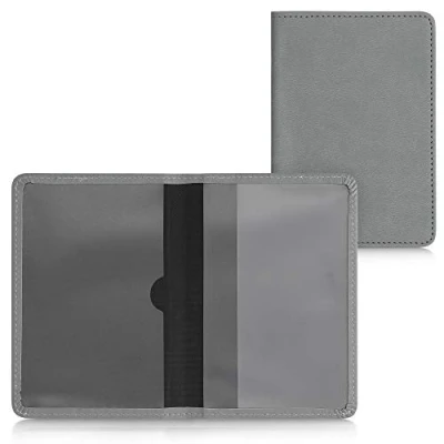 Imagen de kwmobile Funda para Permiso de circulación Coche Cuero sintético con Espacio Tarjetas 9.2 x 13 CM doblado Gris Claro