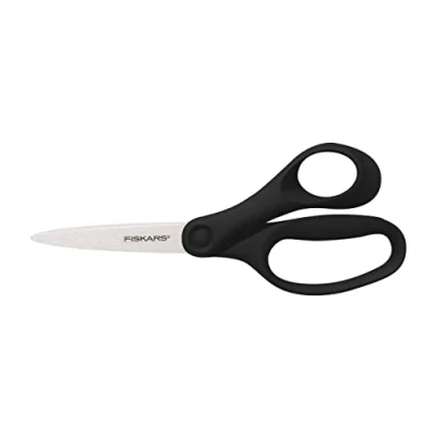 Imagen de Fiskars Tijeras escolares, Para niños a partir de 12 años, diestros, Longitud total: 18 cm, Hojas acero inoxidable, Negro, 1067858