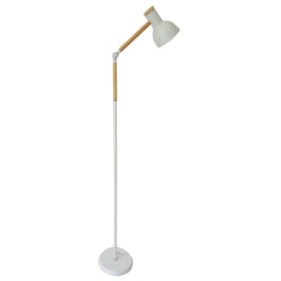 Imagen de BEL AIR HOME Lámpara de Pie TEACHER En Metal y Madera Altura 155 cm Portalámparas E 27 (BOMBILLA NO INCLUIDA) Diseño Moderno Elegante, Ideal para Salón, Comedor, Oficina, Habitación (BLANCO)