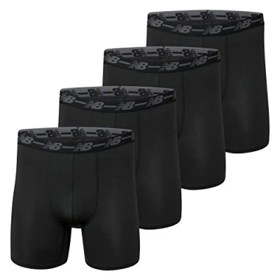 Imagen de New Balance 5 Performance No Fly Boxer Brief (4 Pack) Bañadores Ajustados para Hombre, Negro/Negro/Negro/Negro, 3XL Plus Tall