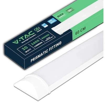 Imagen de V TAC Pantalla LED Luminaria 60 CM 20W Chip Samsung Lámpara Rectangular 2050 Lumen IP20 para Pared, Garaje, Tienda Tubo Plafón Lineal Luz Blanco Frío 6500K
