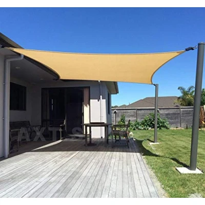 Imagen de AXT SHADE Toldo Vela de Sombra Rectangular 2x3m Protección Rayos UV y HDPE Transpirable para Exterior Terraza Patio Jardín Arena