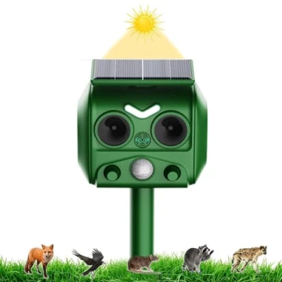 Imagen de AILEDA repelente de gatos, ultrasónico energía solar IP66 impermeable frecuencia ajustable para ahuyentar animales 5 modos