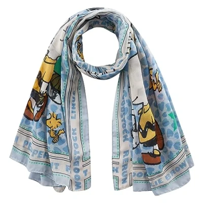 Imagen de CODELLO Peanuts Bufanda con Snoopy &amp; Co. de poliéster reciclado, Azul Medium, Talla única