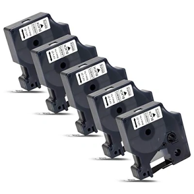 Imagen de Labelwell 5X 6mm x 7m Compatible Cinta de Etiquetas Reemplazo para Dymo D1 43613 S0720780 Negro sobre Blanco LabelManager 160 280 260P 360D 420P 500TS LabelPoint 150 250