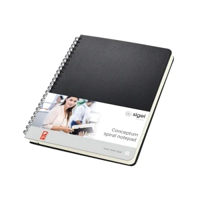 Imagen de SIGEL CO823 Cuaderno espiral, 17.4 x 21.4 cm, a líneas, Hardcover, negro, Conceptum