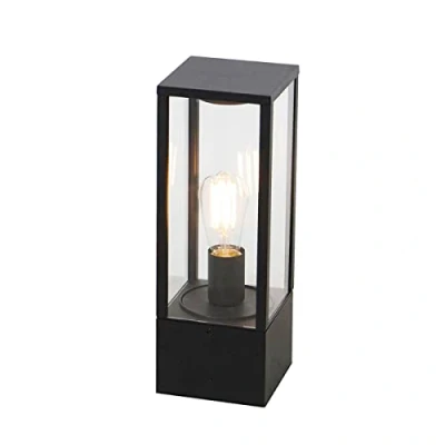 Imagen de Qazqa Diseño Lámpara exterior industrial negra 40 cm IP44 CHARLOIS Aluminio/Vidrio Rectangular Adecuado para LED Max. 1 x Watt