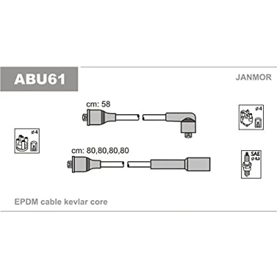 Imagen de JANMOR ABU61 Juego de Cables Encendido VOLKSWAGEN: GOLF 3, Passat B3/B4 Berlina, B5 Variant, SEAT: Ibiza 2