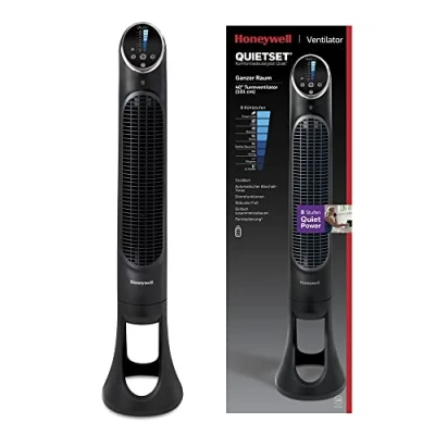 Imagen de Honeywell QuietSet Ventilador de Torre, 8 Ajustes Velocidad, Oscilación 80, Función Temporizador, Mando a Distancia, Opciones Reducción Gradual la Luz, HYF290