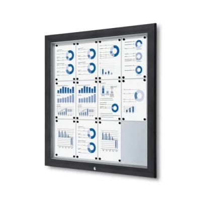 Imagen de Danieli Store Tablón Certificado Para Exterior IP56, Vidrio de Seguridad, Hermético y Resistente al Fuego Aluminio, Magnético con 2 Llaves Paredes (12 x A4)
