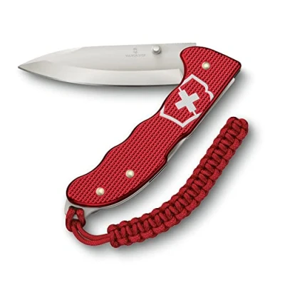 Imagen de Victorinox navaja suiza de bolsillo Hunter Evoke Alox, plegable outdoor, 5 funciones, incl. hoja 10 cm y colgante paracord, rojo