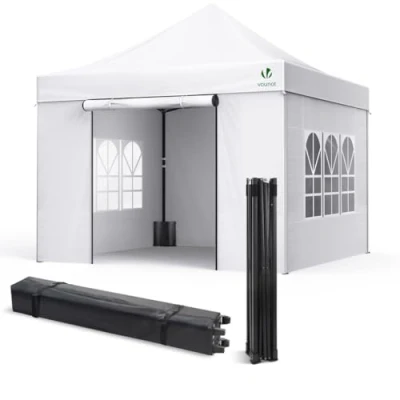 Imagen de VOUNOT Carpa Plegable Gazebo 3x3m con 4 Paredes, Cenador Impermeable Pabellón de Jardín para Camping, Fiestas, Exterior, Color Blanco
