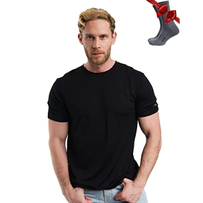 Imagen de Merino.tech Camiseta Lana Merino Hombre — 100% orgánica de Interior Capa Base Layer (XX Large, Black Ink)
