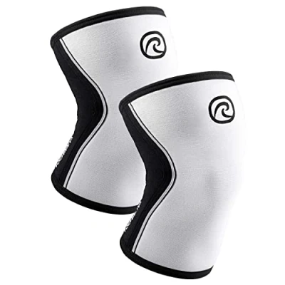 Imagen de Rehband rodillera vendaje fuerza sport, para Cross Fit &amp; entrenamiento pesado fabricada en neopreno de 5 mm, muchos colores y tallas, Color:Blanco 1 Par, Talla:S