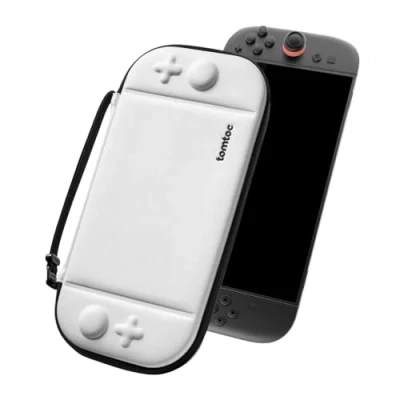 Imagen de tomtoc Funda para Nintendo Switch 2 (2025), Protección Integral Estuche Delgado Case con 12 Cartuchos de Juego, Bolsa Viaje Transporte Portátil rígido Consola, Patente Original, Blanco