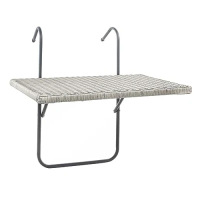 Imagen de Haushalt International 60382 Mesa colgante para balcón (60 x 40 cm, aspecto de ratán), color gris